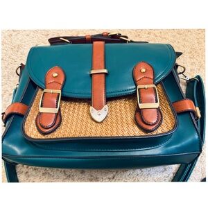 ModCloth Teal and Brown Faux Leather Bag